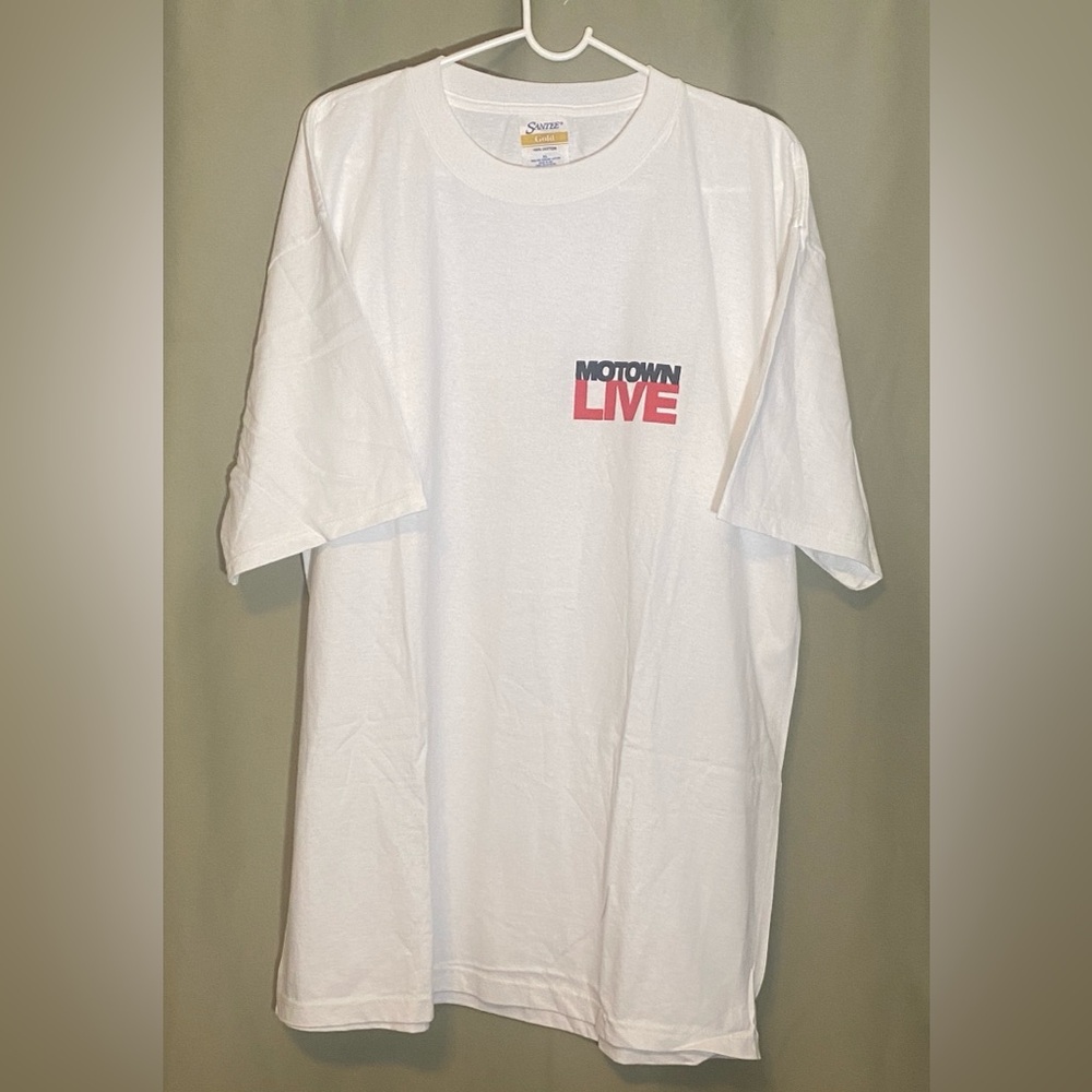 Vintage SANTEE Gold 100% Cotton Motown Live White T-Shirt size XL